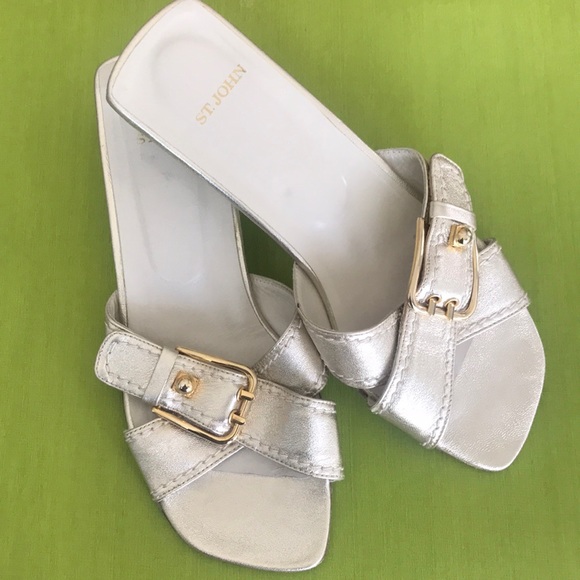 St. John Shoes - St. John leather sandals lucite heels 7.5 M